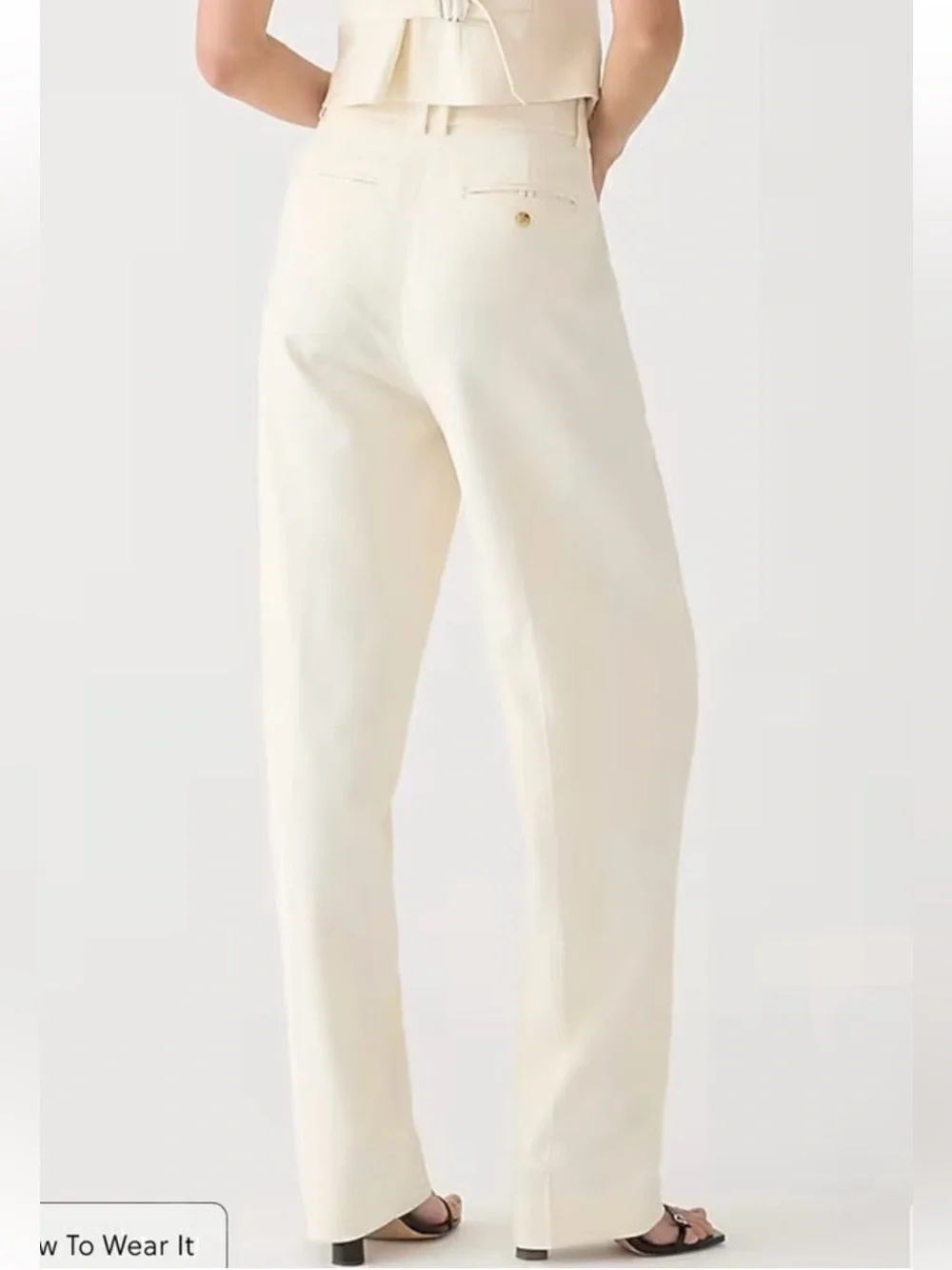 J.Crew Cream Pleated Wide Leg Pants Sz 14 Short